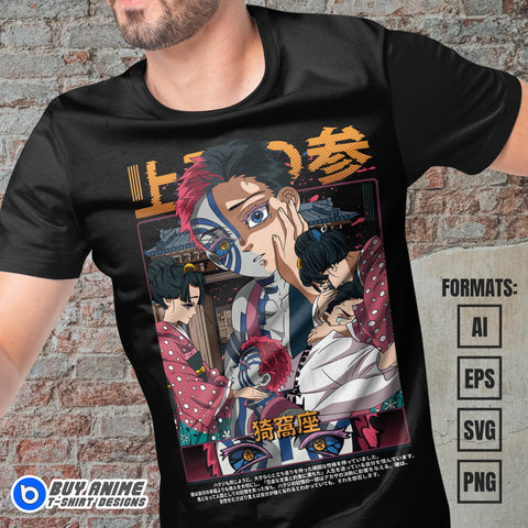 Premium Akaza Demon Slayer Anime Vector T-shirt Design Template #2