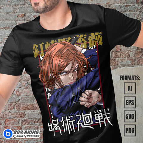 Premium Nobara Jujutsu Kaisen Anime Vector T-shirt Design Template #4