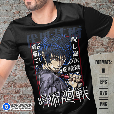Premium Toji Fushiguro Jujutsu Kaisen Anime Vector T-shirt Design Template #13