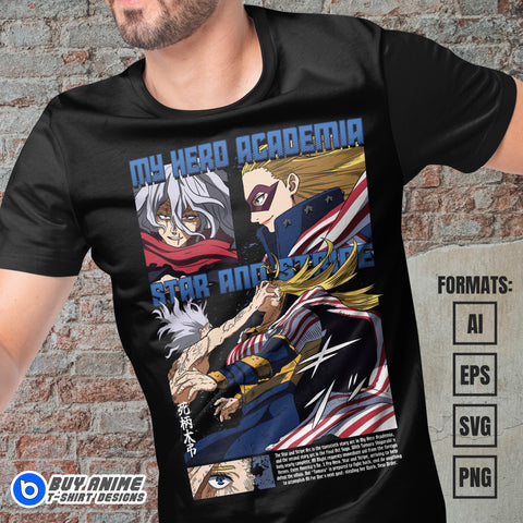 Premium Star And Stripe My Hero Academia Anime Vector T-shirt Design Template