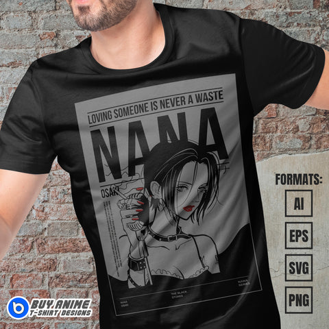 Premium Nana Osaki Anime Vector T-shirt Design Template