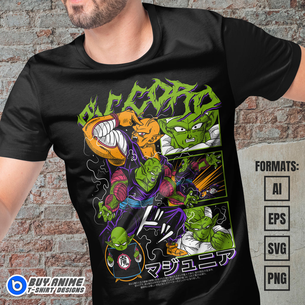 Premium Piccolo Dragon Ball Anime Vector T-shirt Design Template #3