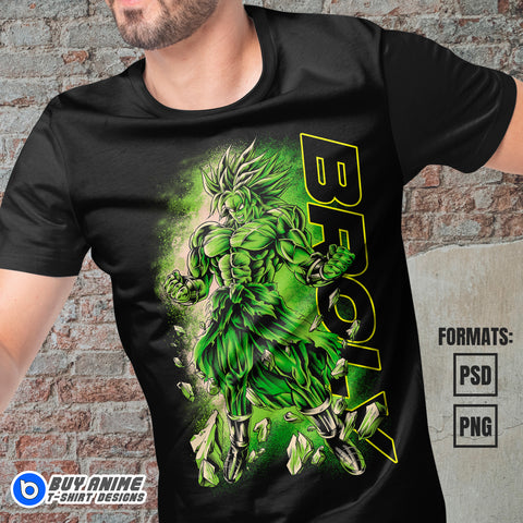 Premium Broly Dragon Ball Anime Vector T-shirt Design Template