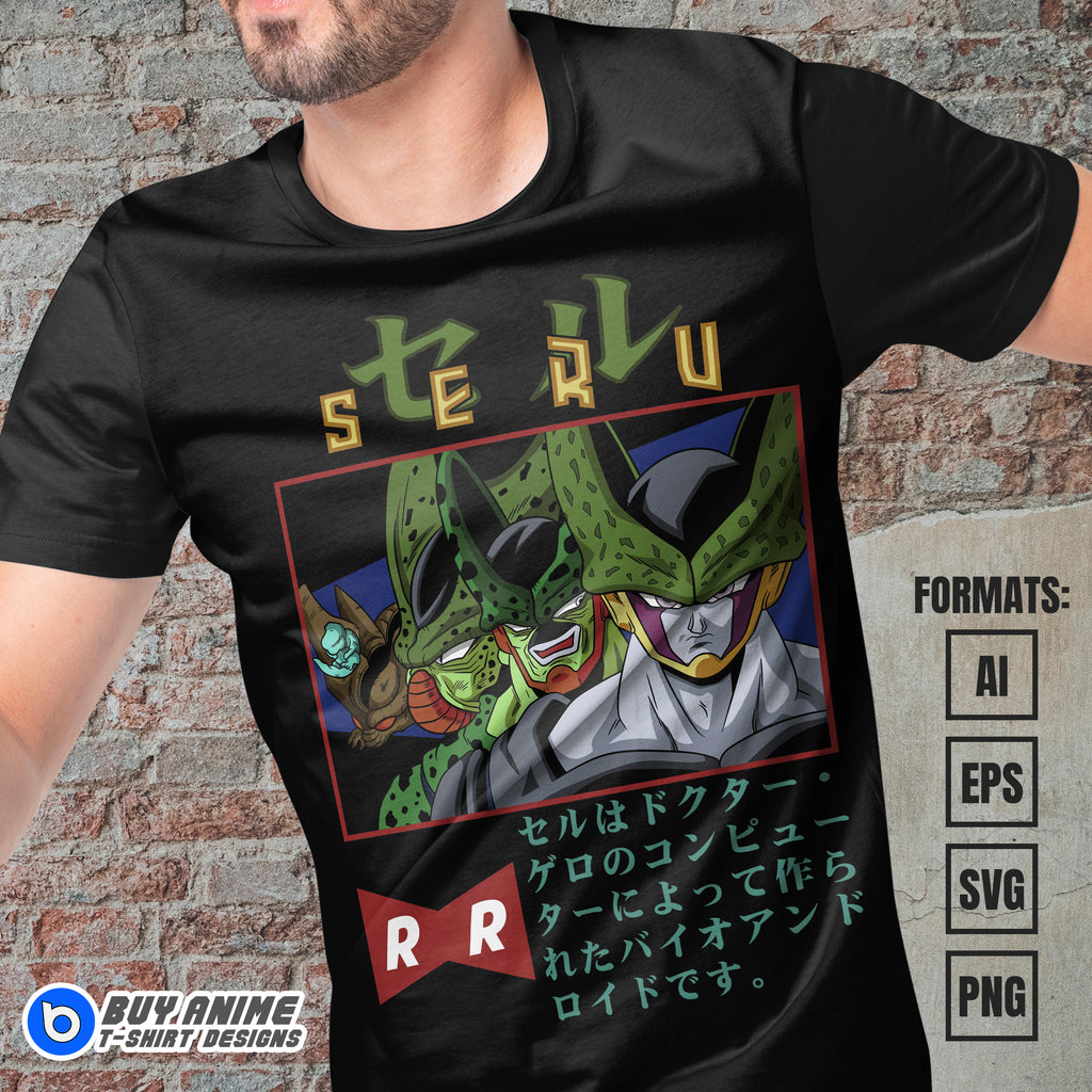 Premium Cell Dragon Ball Anime Vector T-shirt Design Template #5