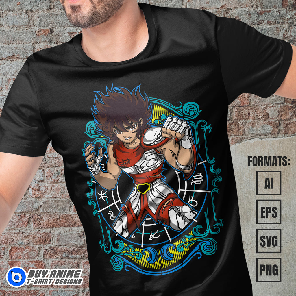 Premium Pegasus Saint Seiya Anime Vector T-shirt Design Template