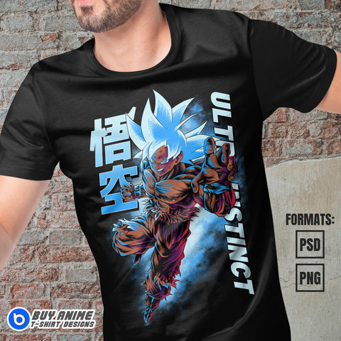 Premium Goku Ultra Instinct Dragon Ball Anime Vector T-shirt Design Template #3
