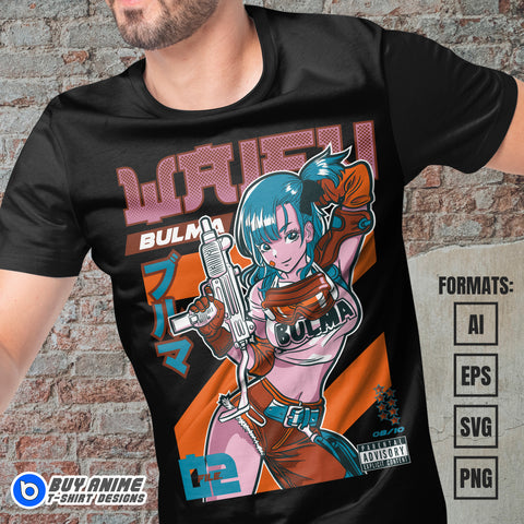 Premium Bulma Dragon Ball Anime Vector T-shirt Design Template #8