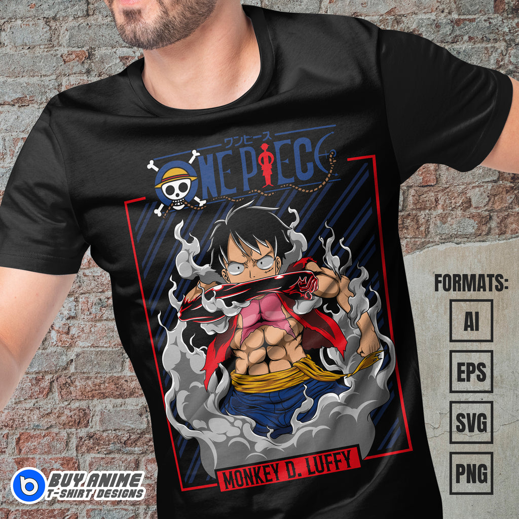 Premium Luffy One Piece Anime Vector T-shirt Design Template #27