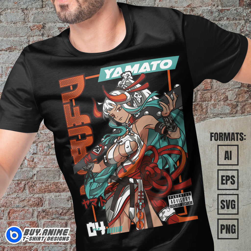 Premium Yamato One Piece Anime Vector T-shirt Design Template #6