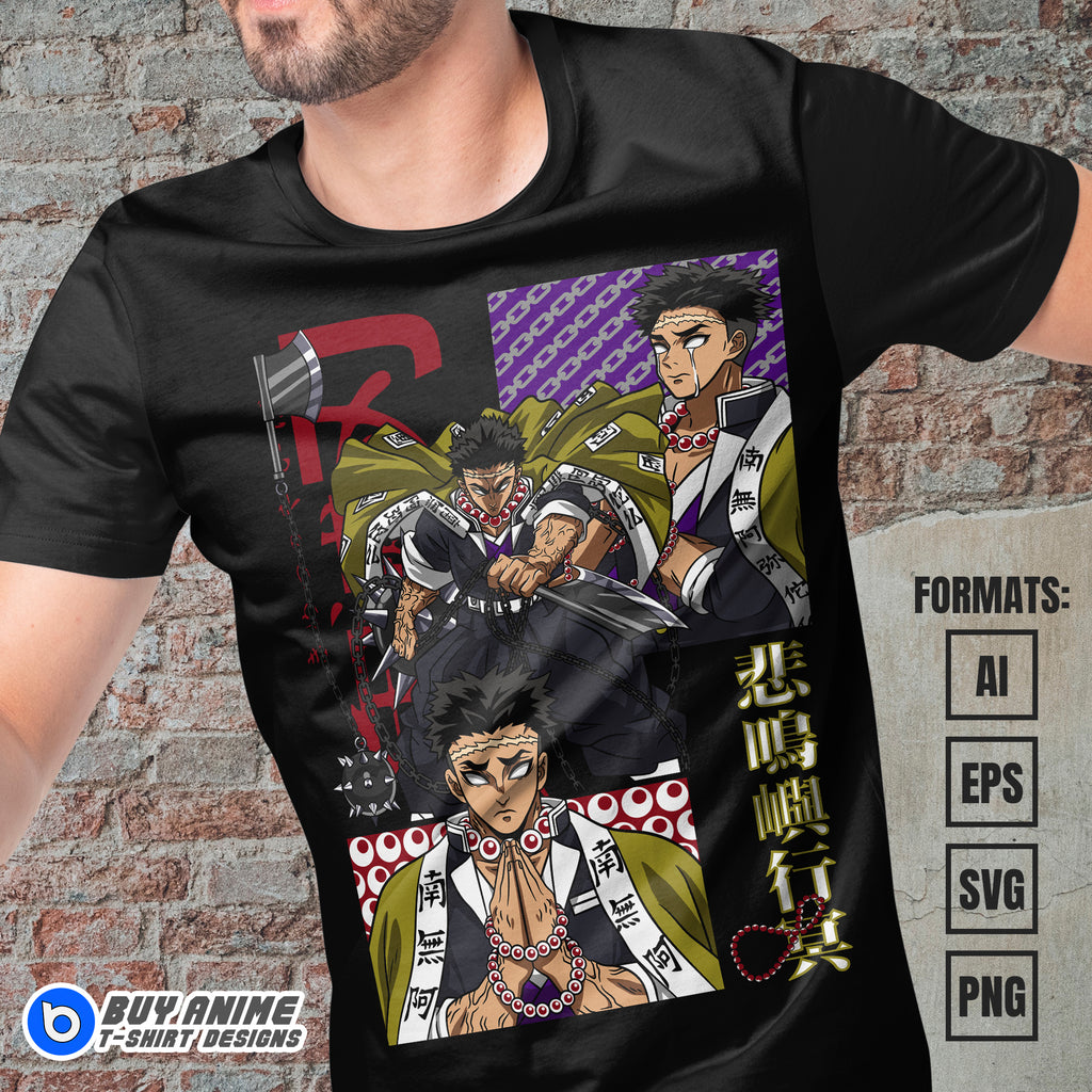 Premium Gyomei Himejima Demon Slayer Anime Vector T-shirt Design Template #3