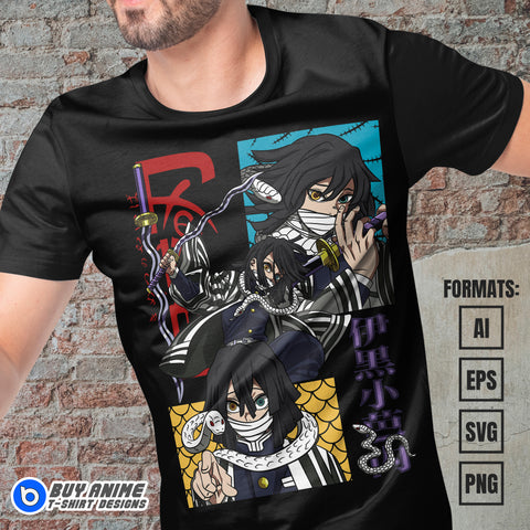 Premium Obanai Iguro Demon Slayer Anime Vector T-shirt Design Template #4