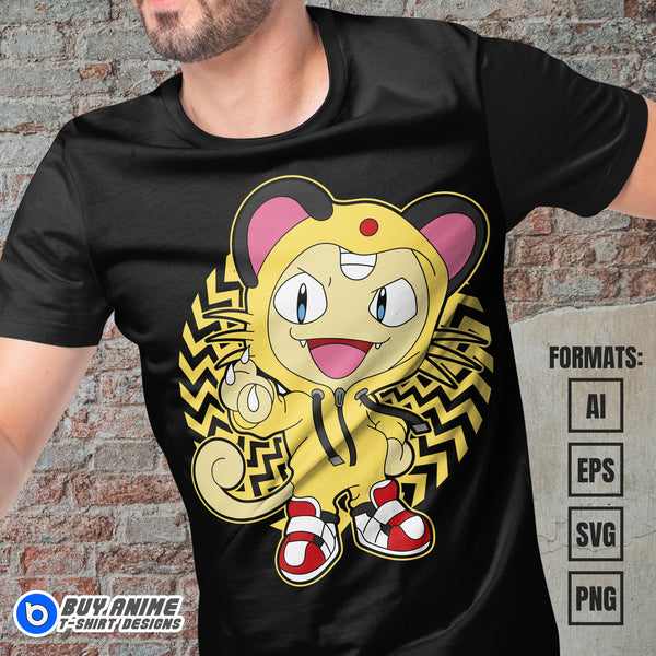 Premium Meowth Pokemon Anime Vector T-shirt Design Template ...