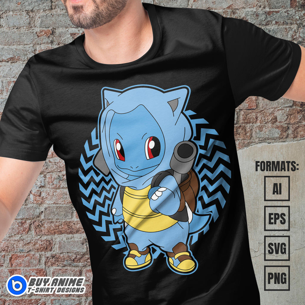 Premium Squirtle Pokemon Anime Vector T-shirt Design Template