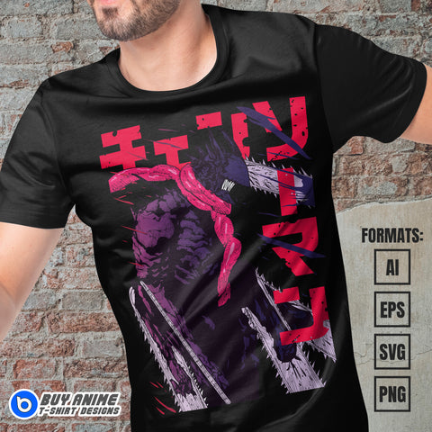 Premium Chainsaw Man Anime Vector T-shirt Design Template