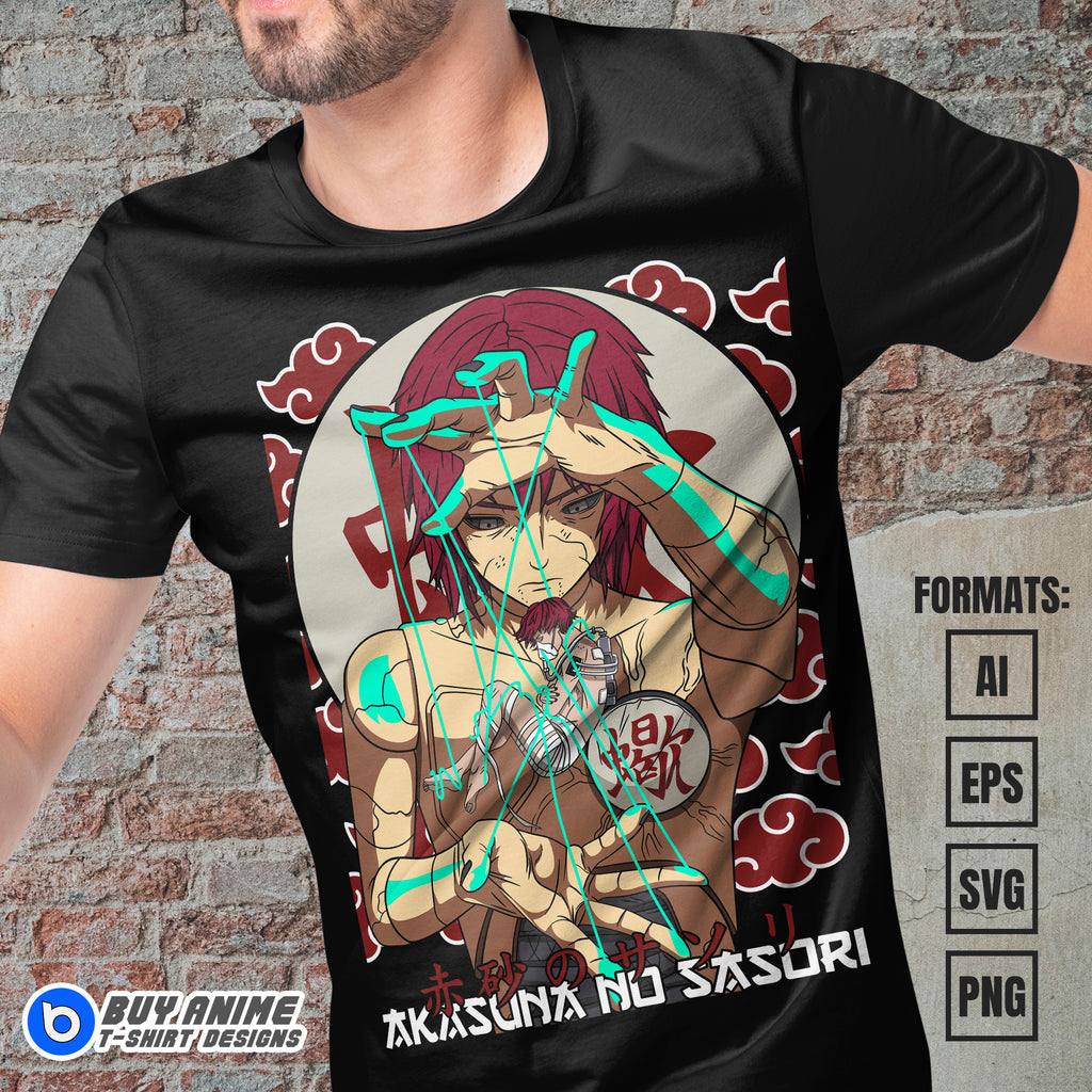 Premium Sasori Naruto Anime Vector T-shirt Design Template