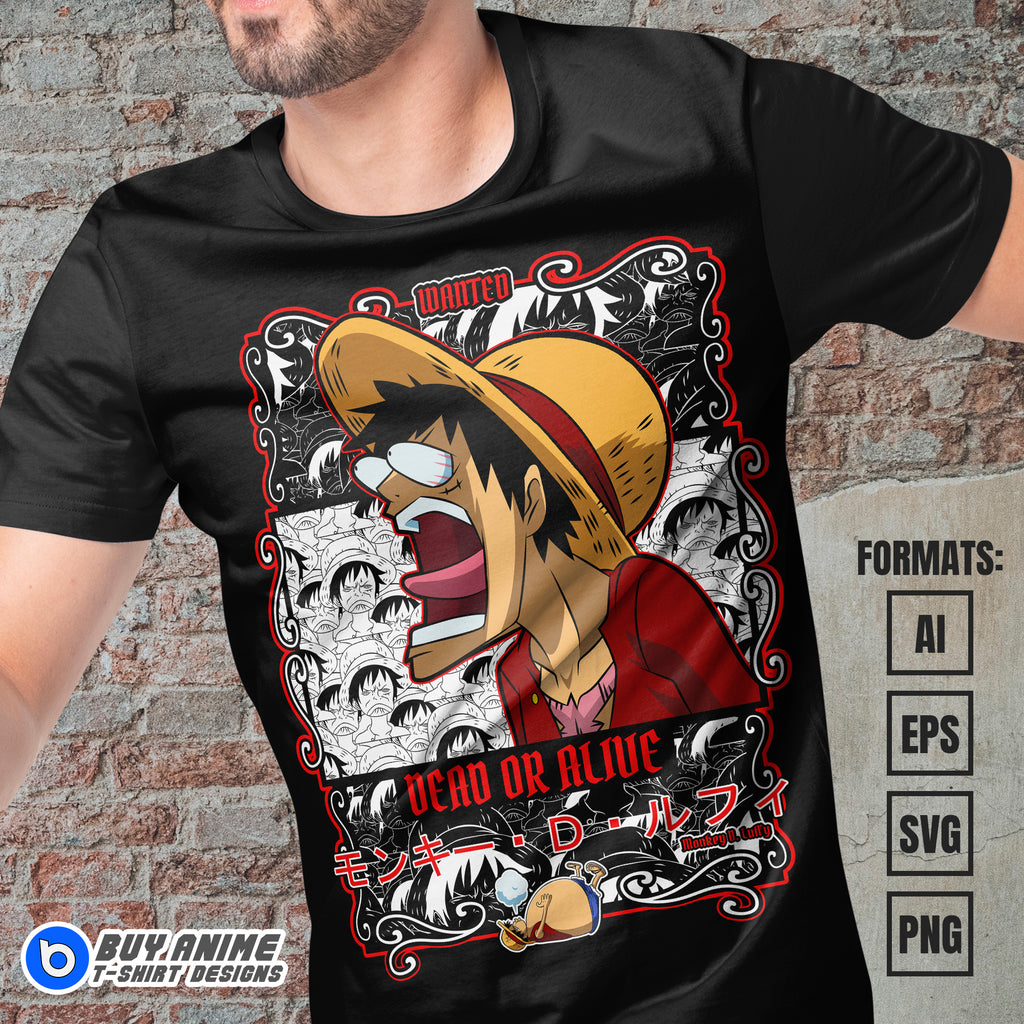 Premium Luffy One Piece Anime Vector T-shirt Design Template #28