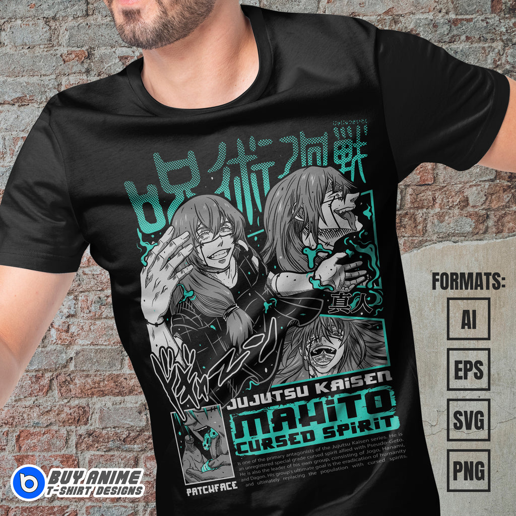 Premium Mahito Jujutsu Kaisen Anime Vector T-shirt Design Template