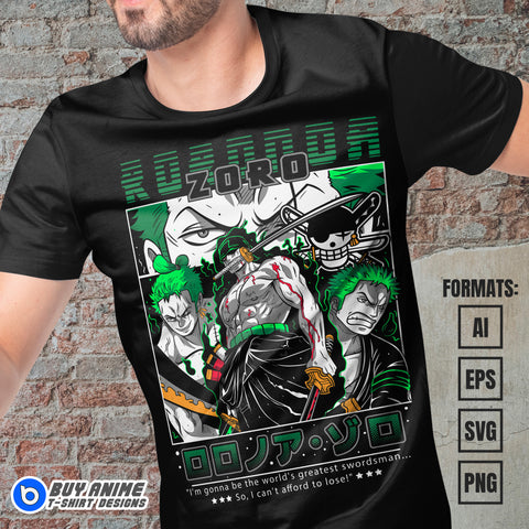 Premium Roronoa Zoro One Piece Vector T-shirt Design Template #22