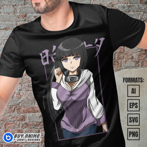 Premium Hinata Naruto Anime Vector T-shirt Design Template