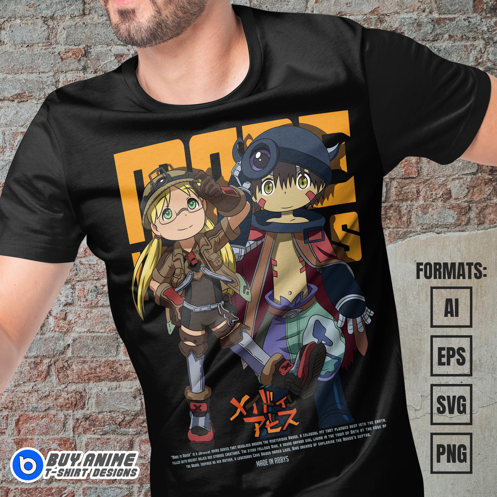 Premium Made in Abyss Anime Vector T-shirt Design Template