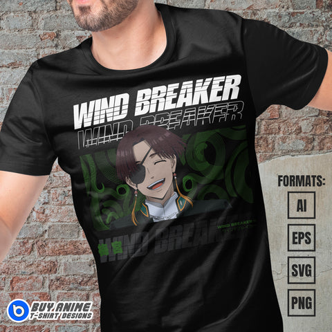 Premium Hayato Suo Wind Breaker Anime Vector T-shirt Design Template