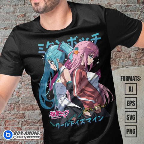 Premium Hatsune Miku Anime Vector T-shirt Design Template