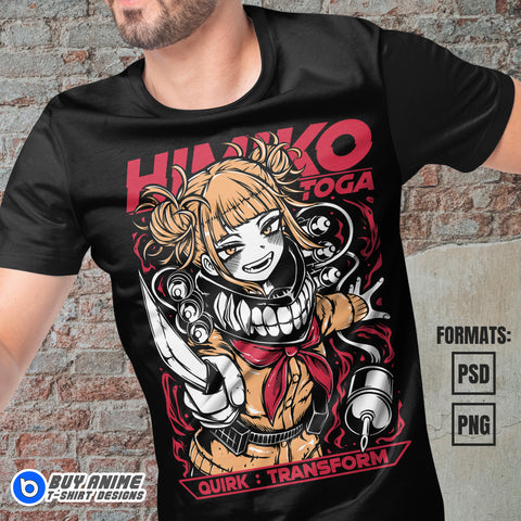 Premium Himiko Toga My Hero Academia Anime Vector T-shirt Design Template #8