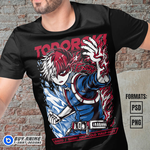 Premium Shoto Todoroki My Hero Academia Anime Vector T-shirt Design Template #3