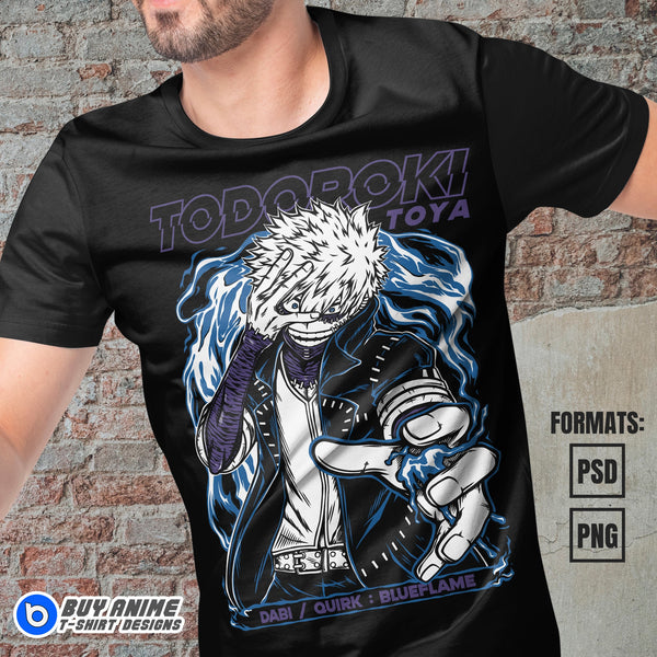 Premium Toya Todoroki My Hero Academia Anime Vector T-shirt Design Tem ...