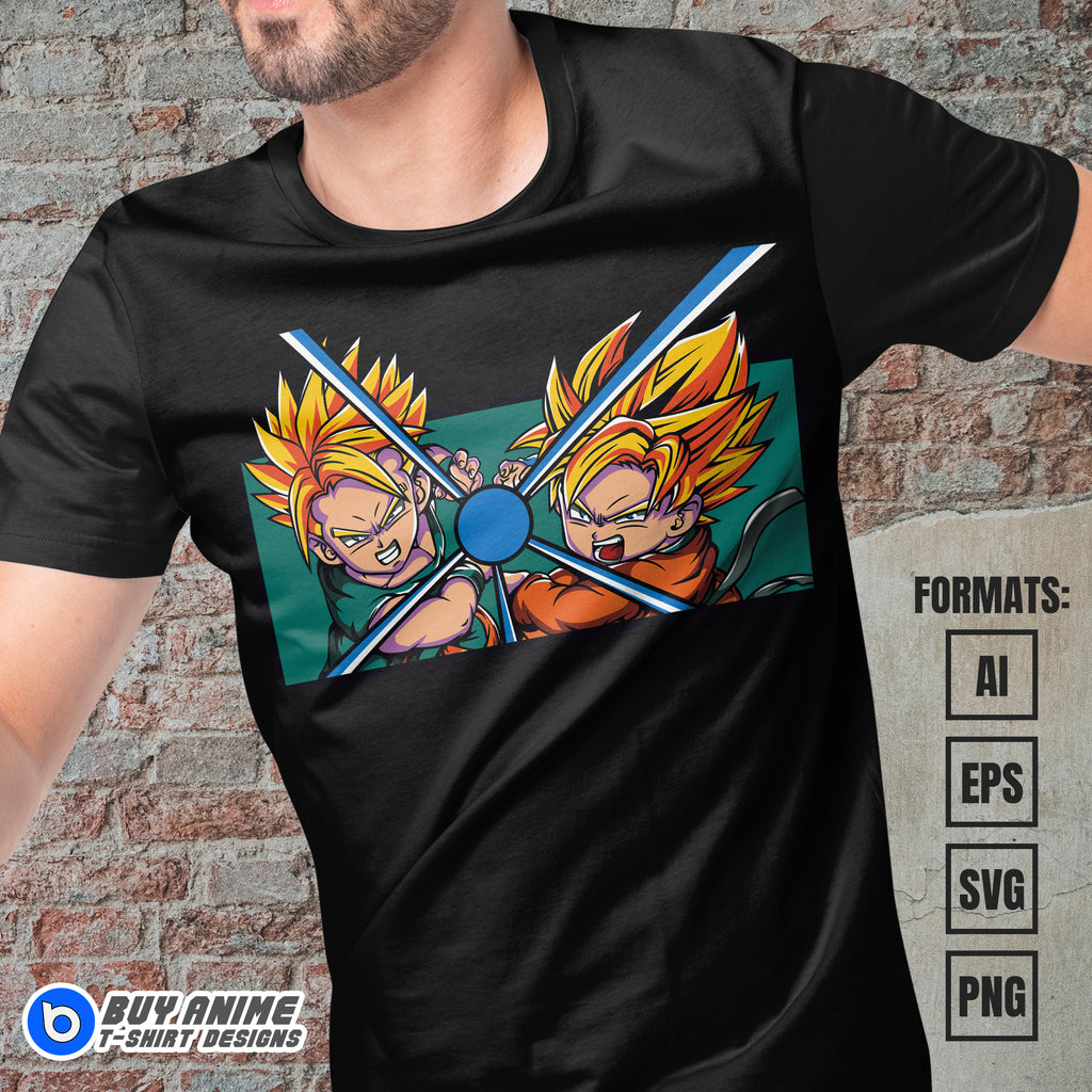 Premium Goten x Trunks Dragon Ball Anime Vector T-shirt Design Template