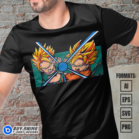 Premium Goten x Trunks Dragon Ball Anime Vector T-shirt Design Template