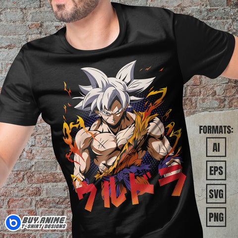 Premium Goku Ultra Instinct Dragon Ball Anime Vector T-shirt Design Template #7