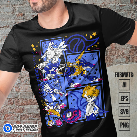 Premium Gabumon Evolution Digimon Anime Vector T-shirt Design Template #2