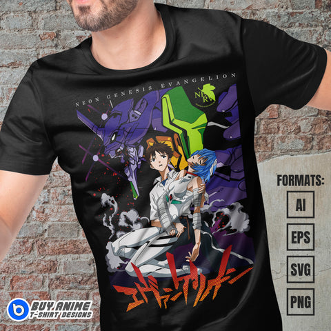 Premium Neon Genesis Evangelion Anime Vector T-shirt Design Template #11