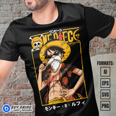 Premium Luffy One Piece Anime Vector T-shirt Design Template #31