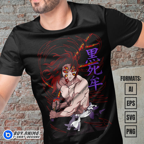 Premium Kokushibo Demon Slayer Anime Vector T-shirt Design Template