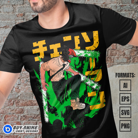 Premium Chainsaw Man Anime Vector T-shirt Design Template #2