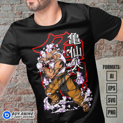 Premium Roshi Dragon Ball Anime Vector T-shirt Design Template