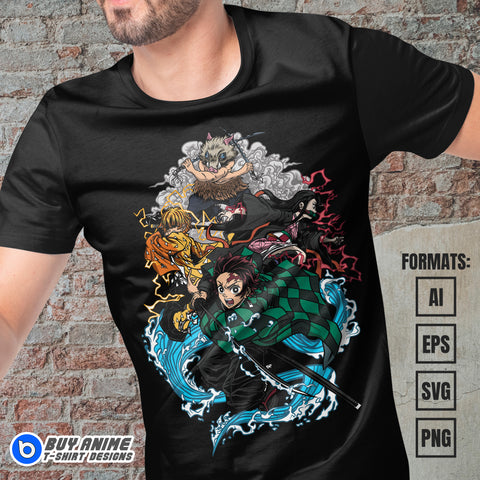 Premium Demon Slayer Anime Vector T-shirt Design Template #5