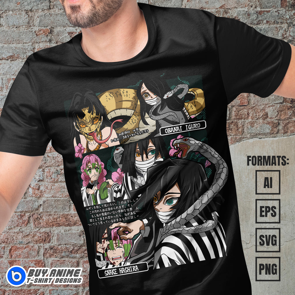 Premium Obanai Iguro Demon Slayer Anime Vector T-shirt Design Template #6