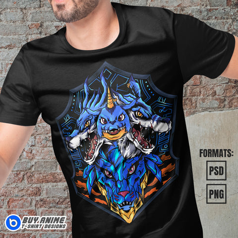 Premium Gabumon Evolution Digimon Anime Vector T-shirt Design Template