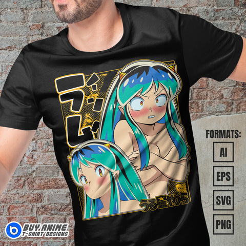 Premium Lum Invader Urusei Yatsura Anime Vector T-shirt Design Template