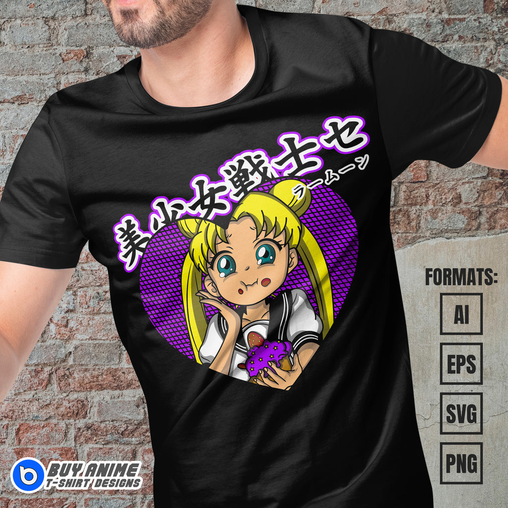 Premium Sailor Moon Anime Vector T-shirt Design Template #9