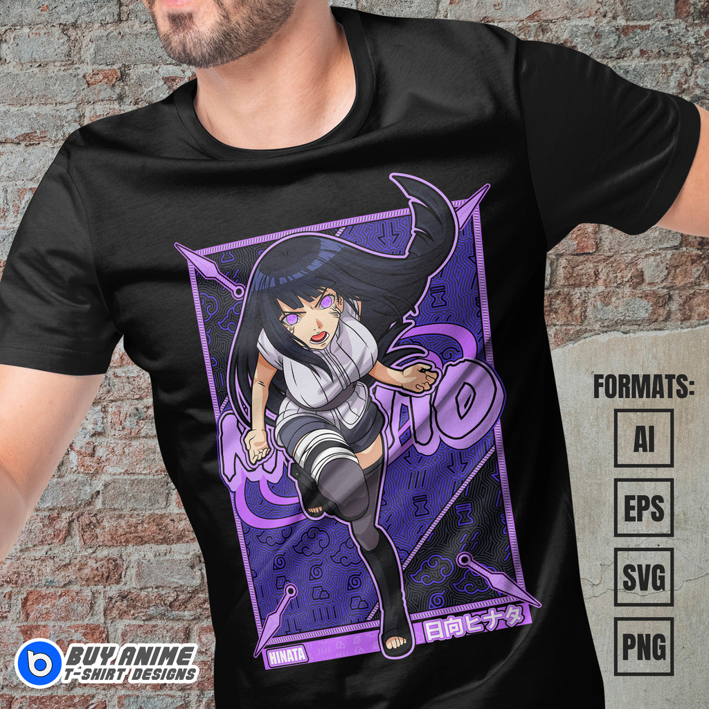 Premium Hinata Naruto Anime Vector T-shirt Design Template #4