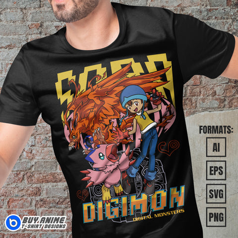 Premium Sora x Birdramon Digimon Anime Vector T-shirt Design Template