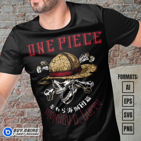 Premium Luffy One Piece Anime Vector T-shirt Design Template #32