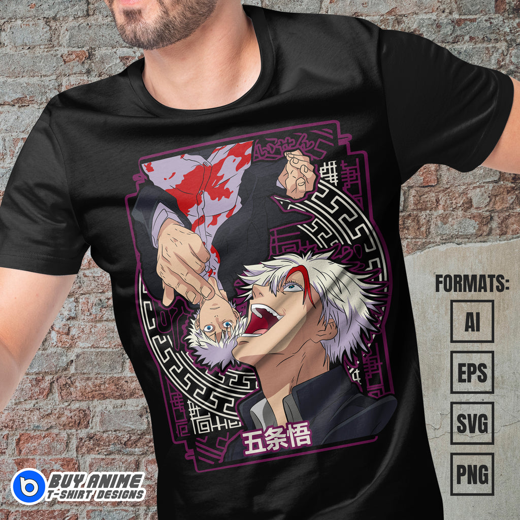 Premium Satoru Gojo Jujutsu Kaisen Anime Vector T-shirt Design Template #18