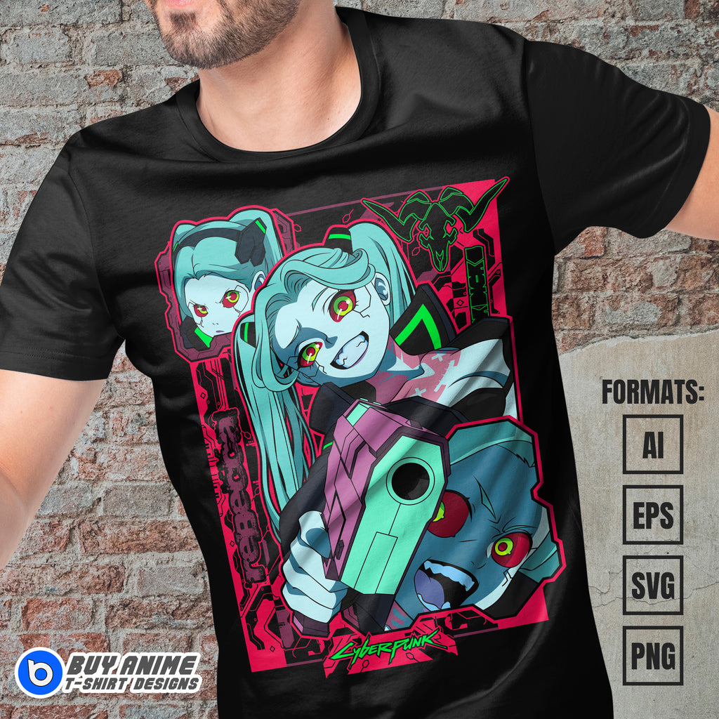 Premium Rebecca Cyberpunk Edgerunners Vector T-shirt Design Template #4