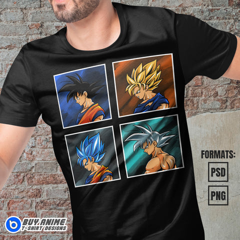 Premium Goku Dragon Ball Anime Vector T-shirt Design Template #3