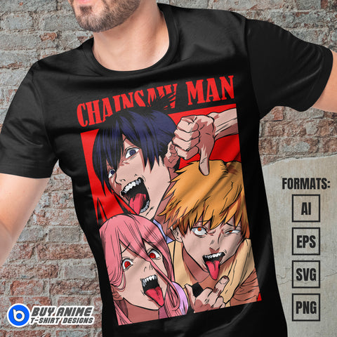Premium Chainsaw Man Anime Vector T-shirt Design Template #3